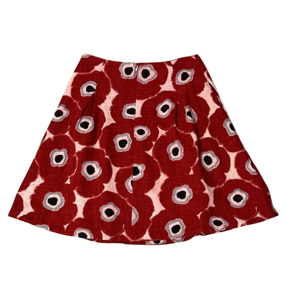 The Limited Red Floral Poppy Print A-Line 100% Cotton Skirt Size Medium Lined